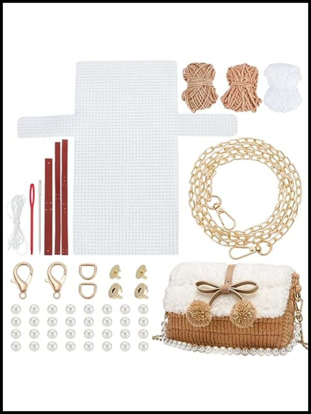 DIY Knitting Crochet Handbag Kit Plastic Mesh Canvas Crossbody Purse Making